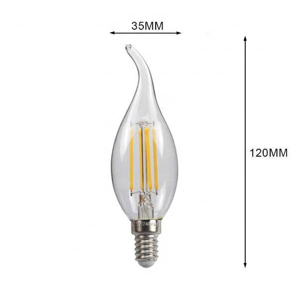 small base clear amber edison C35 pull tail candle light ac dc led bulb